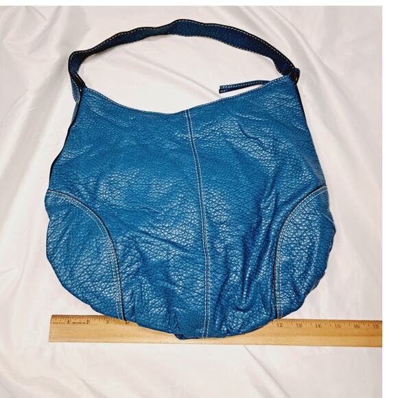 Marc Echo Vegan Leather Turquoise Blue Y2K Bow Detail Zipper Bucket bag - Picture 5 of 16